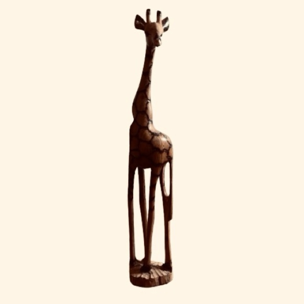 Hand Crafted Sculpted Wooden Giraffe 17 1/2 inches
